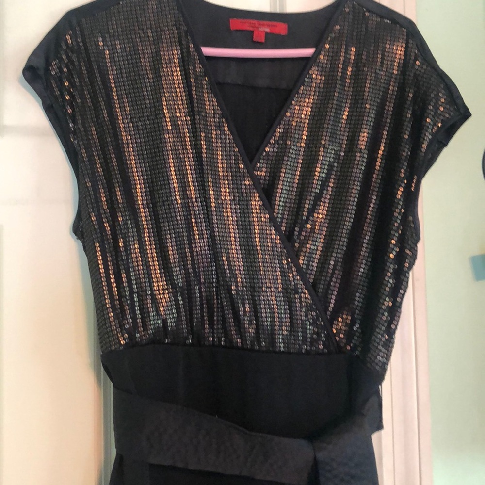 Narcisco Rodriguez back and gold evening dress